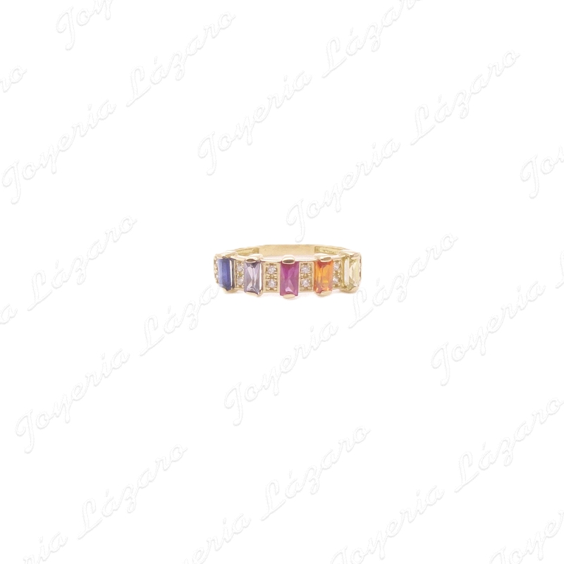 SORTIJA ORO 18 KTS CIRCOS BAGUETTE MULTICOLOR