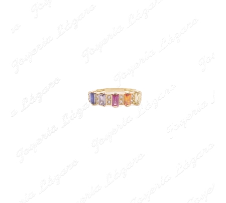 SORTIJA ORO 18 KTS CIRCOS BAGUETTE MULTICOLOR