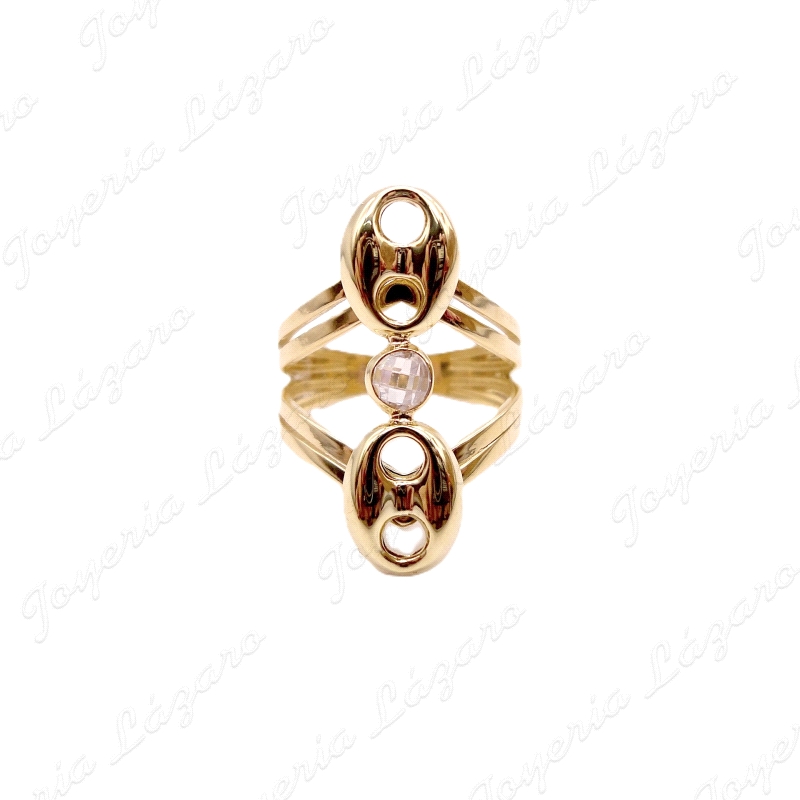 SORTIJA ORO 18 KTS LANZADERA 2 CALABROTES+CIRCO