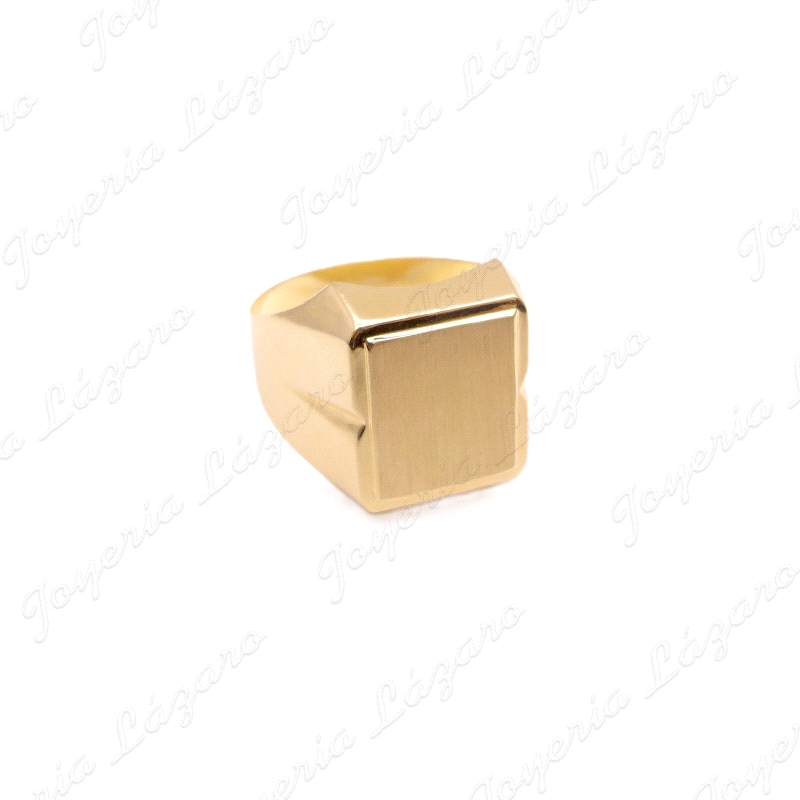 SORTIJA ORO 18 KTS SELLO CABALLERO CUADRADO  LISO 2 SURCOS LATERALES,