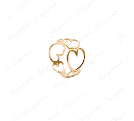 SORTIJA ORO 18 KTS CORAZONES CALADOS 9MM