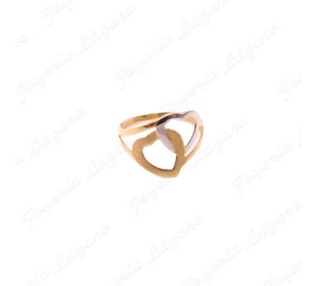 SORTIJA ORO 18 KTS BICOLOR 2 CORAZONES