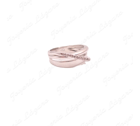 SORTIJA ORO 18 KTS BL. CIRCONITAS DIAGOBNAL ENGASTADAS