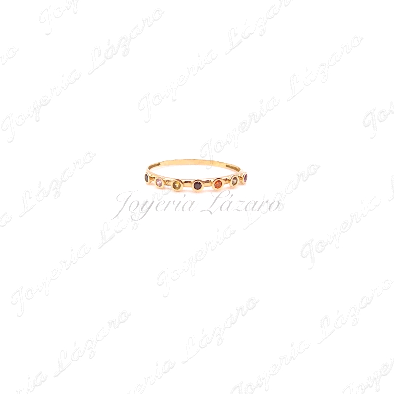 SORTIJA ORO 18 KTS 7CIRCONITAS 2MM MILTICOLOR