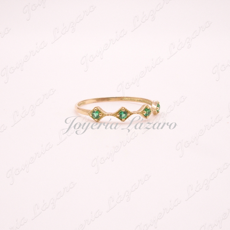 ORO 18 KTS SORTIJA 4 ESMERALDAS LIGERA Nº 14