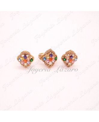 ORO 18 KTS SORTIJA ORO PIEDRA FINA COLORES