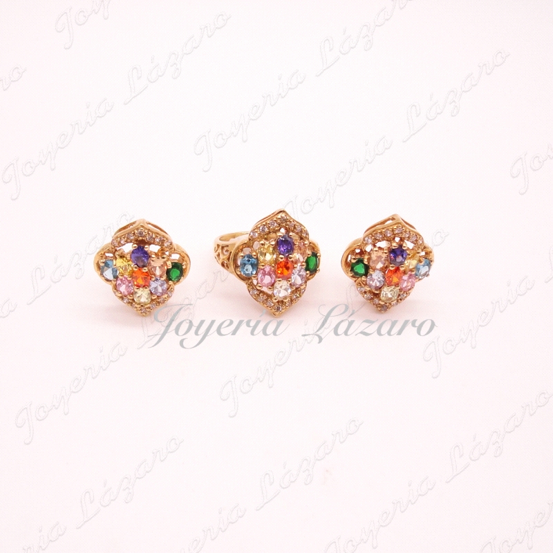 ORO 18 KTS SORTIJA ORO PIEDRA FINA COLORES