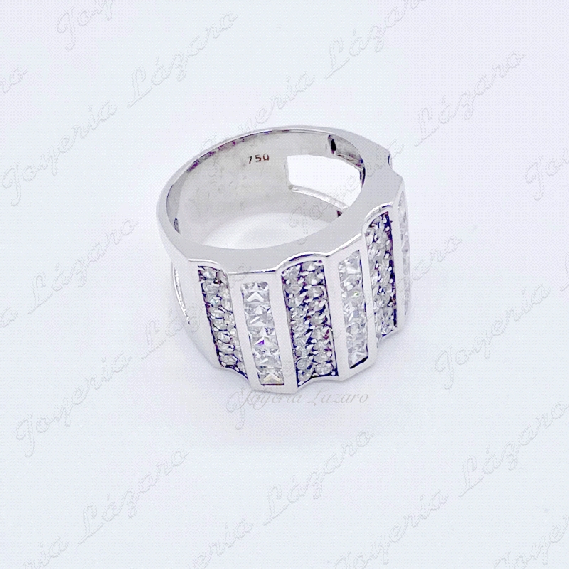 SORTIJA 18KTS BL. CIRCONITAS PAVÉ Y CARRIL