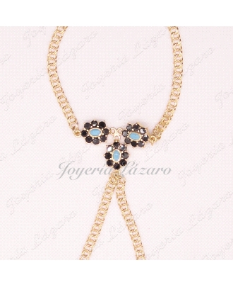 ORO 18 KTS PULSERA ROMANA ZAFIRO,TURQUES