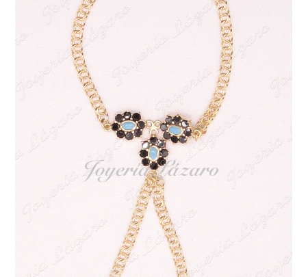 ORO 18 KTS PULSERA ROMANA ZAFIRO,TURQUES