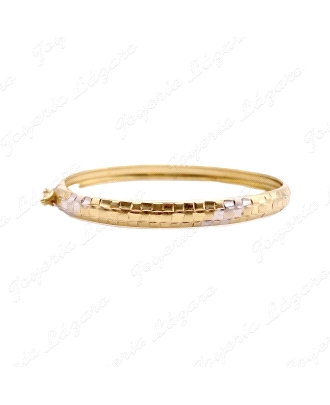 PULSERA 1/2 CAÑA ORO 18 KTS BICOLOR TALLADA  50MM,INT.