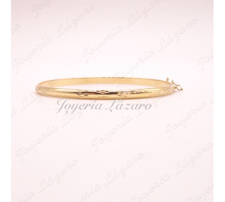 ORO 18 KTS PULSERA 1/2 CAÑA ANCHO 0.4X6.4CM INTERIOR