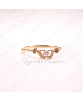ORO 18 KTS PULSERA RIGIDA 2 MANOS,CIRCO.52mm INT.4 ANCHO
