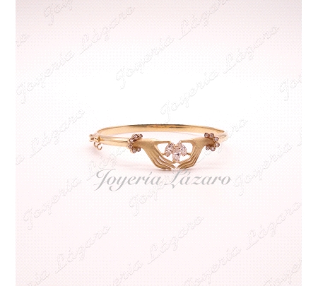 ORO 18 KTS PULSERA RIGIDA 2 MANOS,CIRCO.52mm INT.4 ANCHO