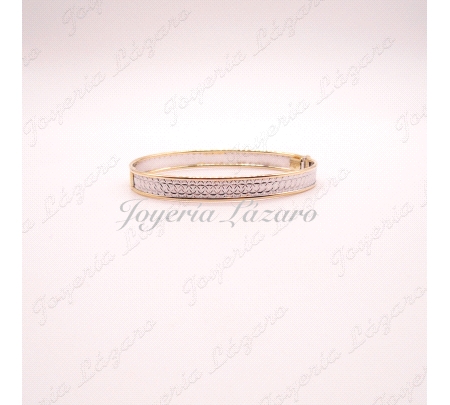 PULSERA 18KTS RIGIDA BIC,TALLADO ESTRELLA,65mm INT.8 ANCHO