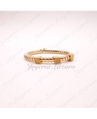 PULSERA 18KTS SEMI RIGIDA CUADRADOS.60mm INT.5 ANCHO