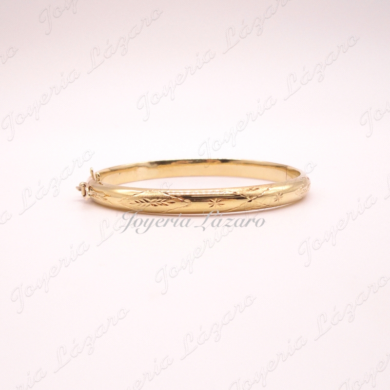 PULSERA 18KTS 1/2 CAÑA ANCHO 0.6X6CM INTERIOR