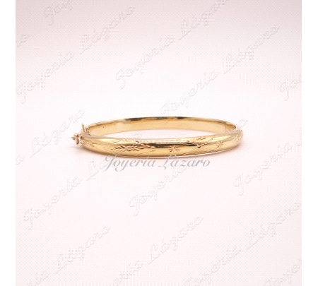 PULSERA 18KTS 1/2 CAÑA ANCHO 0.6X6CM INTERIOR