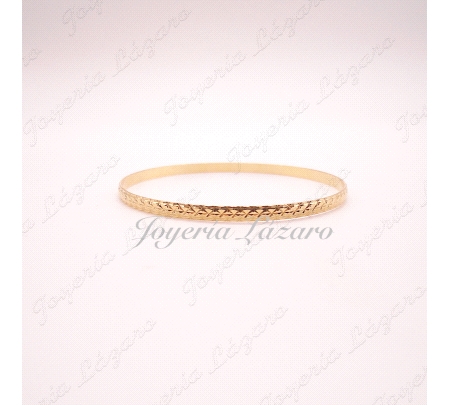 PULSERA 18KTS RIGIDA TALLADO ESTRELLA,67D,INT