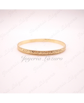 PULSERAS 18KTS RIGIDA MACIZA LABRADA,65mm INT. 5'5 ANCHO