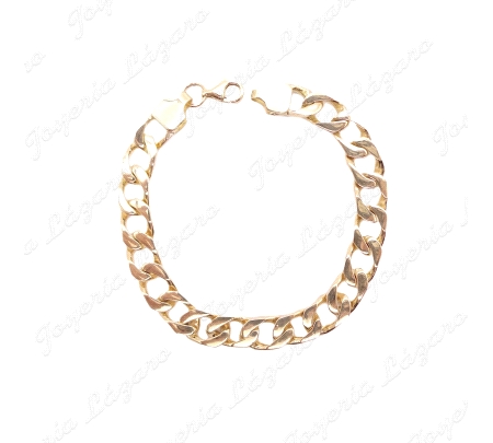 PULSERA ORO 18 KTS BARBADA PLANA 17CM, 7MM ANCHO