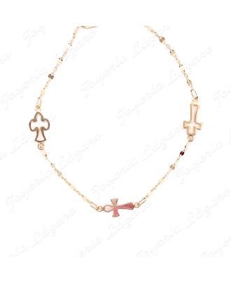 PULSERA ORO 18 KTS CADETE CO MUNION 3 CRUCES ESTABON FANTASIA