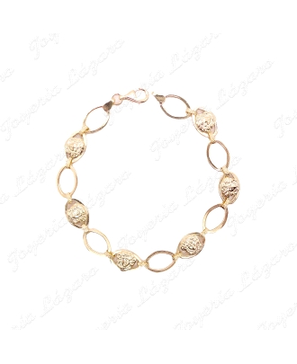 PULSERA ORO 18 KTS MEDUSAS EN ESLABONES OVALADOS Y CALADOS 9X8