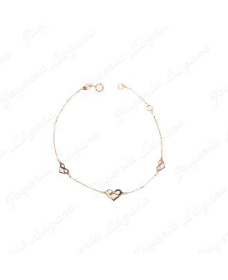 PULSERA ORO 18 KTS 19CM DIAMANTE DE CORAZON-INFINITO 8MM