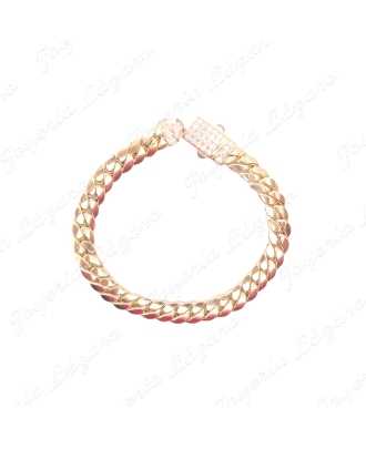 PULSERA ORO 18 KTS CUBANA 8MM CIERRE CAJA CIRCONITAS