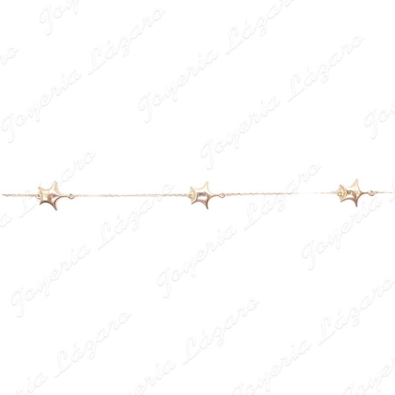 PULSERA ORO 18 KTS  3 ESTRELLAS 10MM HUECA