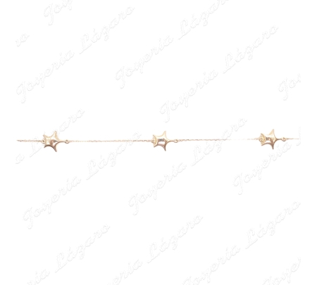 PULSERA ORO 18 KTS  3 ESTRELLAS 10MM HUECA