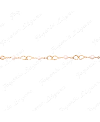 PULSERA ORO 18 KTS PERLAS+ESLABONES BARBADOS ENTREPIEZAS