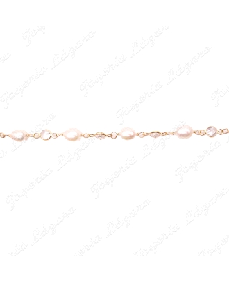 PULSERA ORO 18 KTS PERLAS+CIRCONITAS BOCELADAS