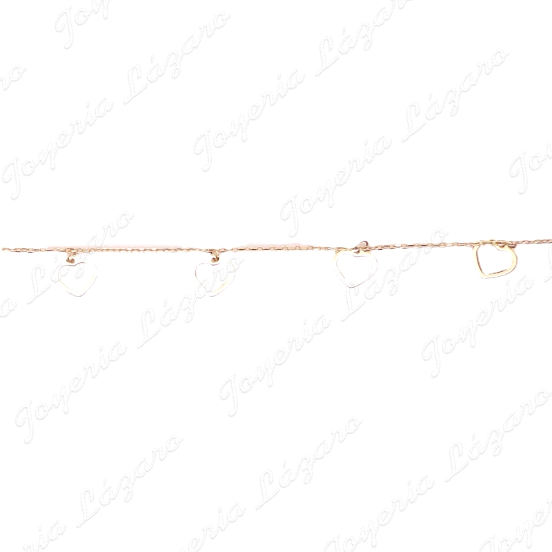 PULSERA ORO 18 KTS 7 CORAZONES 7MM CALADOS