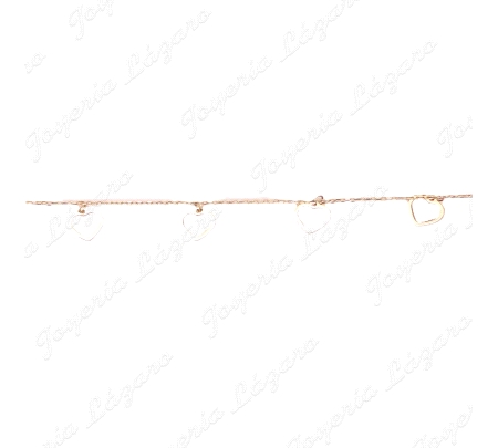 PULSERA ORO 18 KTS 7 CORAZONES 7MM CALADOS