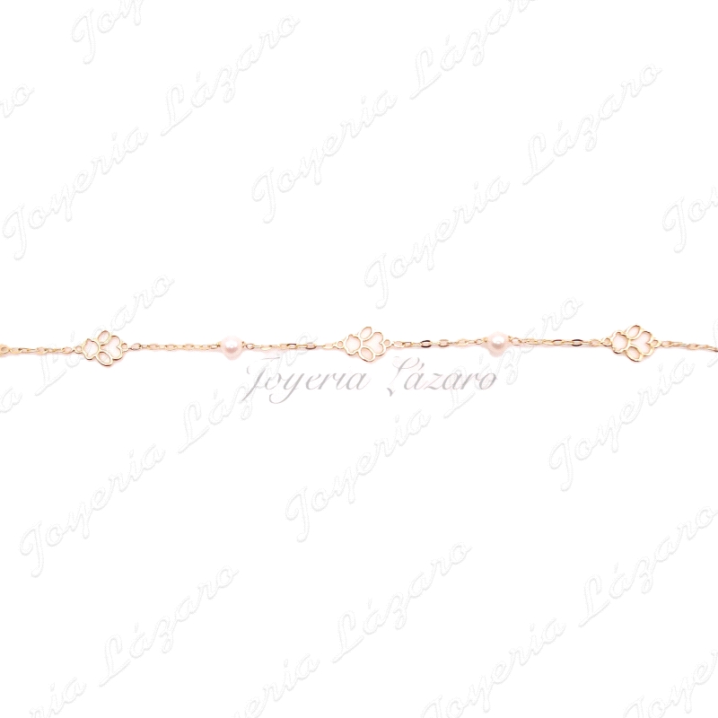 PULSERA ORO 18 KTS PERLITAS+ANGELITO CALADO