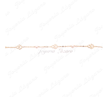 PULSERA ORO 18 KTS PERLITAS+ANGELITO CALADO