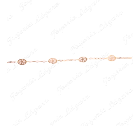 PULSERA ORO 18 KTS FLORES CALADAS