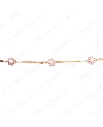 PULSERA ORO 18 KTS FLOR PERLAS + CIRCO NIÑA