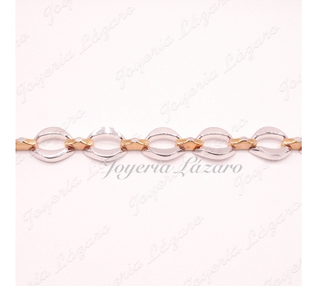 ORO 18 KTS PULSERA BICOLOR BLANCO/ROSA PESADA