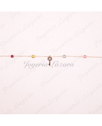 ORO 18 KTS PULSERA TUTIFRUTI+LLAVE