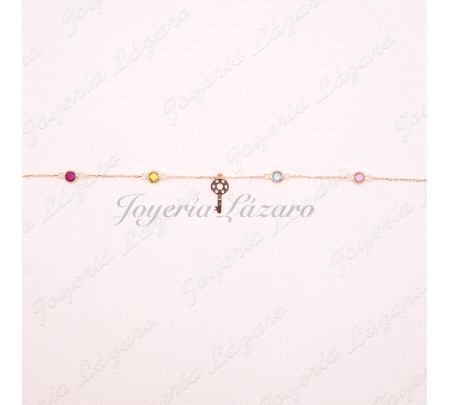 ORO 18 KTS PULSERA TUTIFRUTI+LLAVE