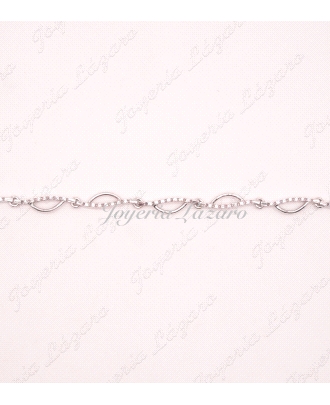 PULSERA 18KTS BL. CALADA+ CIRCONITAS EN ESLABONES