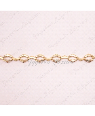 PULSERA ORO 18KTS SRA MATE Y BRILLO rombos +angulo