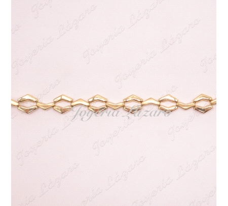 PULSERA ORO 18KTS SRA MATE Y BRILLO rombos +angulo