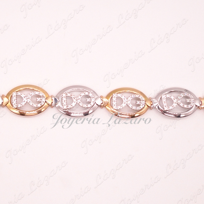 PULSERA ORO 18KTS SRA. BICOLOR CIRCONITAS DG