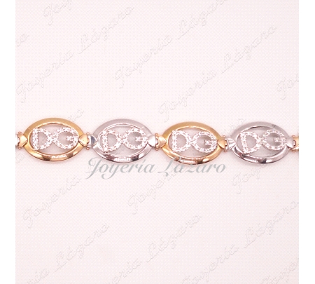 PULSERA ORO 18KTS SRA. BICOLOR CIRCONITAS DG