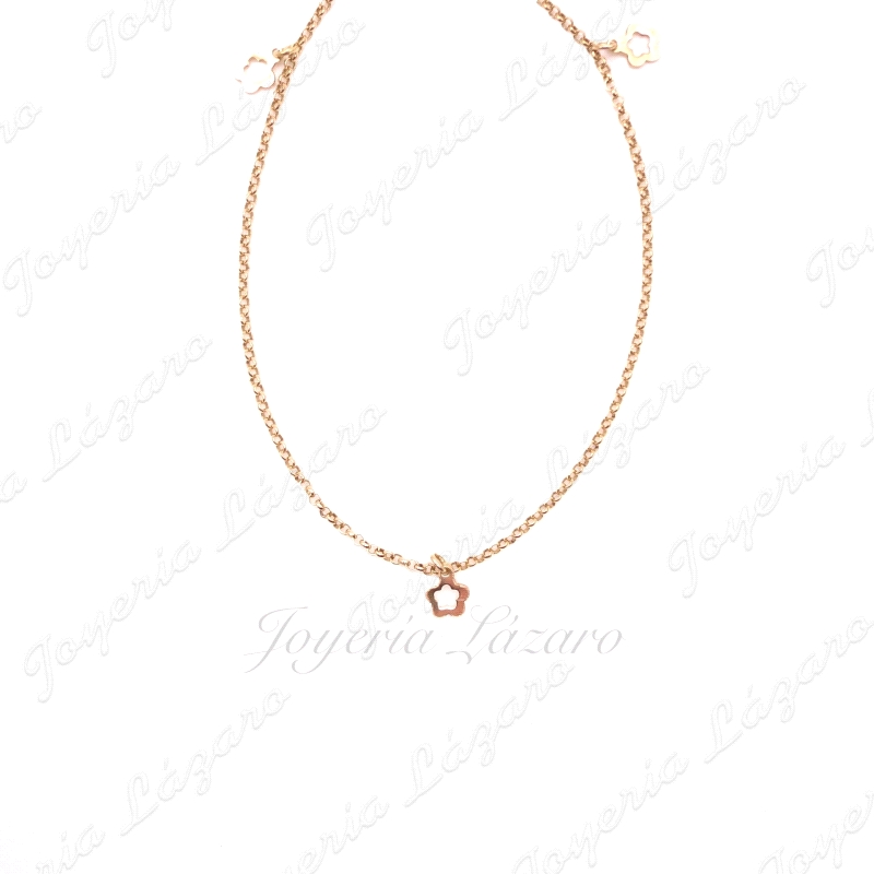 TOBILLERA ORO18KTS  TERS MARGARITAS CADENA ROLO.