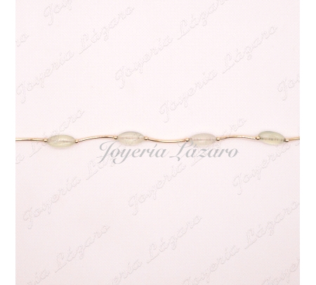 PULSERA SRA. ORO18KTS PIEDRAS CUARZOS VERDES/ROSAS