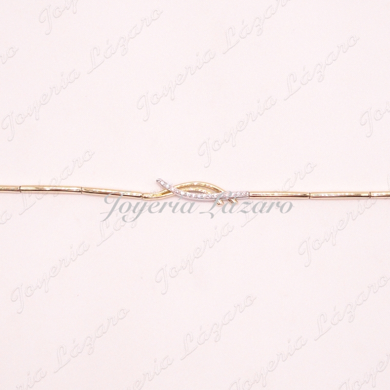 PULSERA SRA. 18KTS LAMINAS BISAGRA+ ARCO CIRCO EN CENTRO